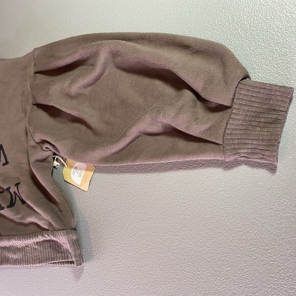 NWT TAYLOR & SAGE Cropped Sweatshirt Long Peasant Sleeve Coffee Womens M Brown - Picture 8 of 10